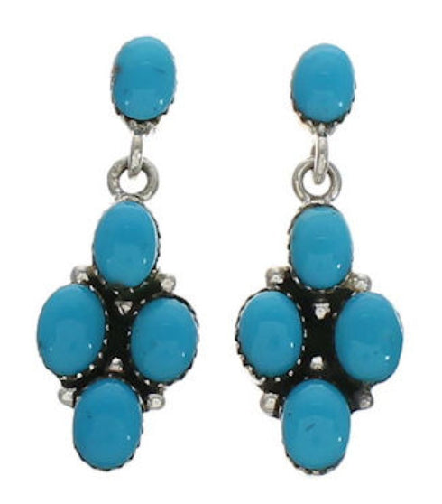 Sterling Silver Turquoise Dangle Post Earrings Jewelry TX26186